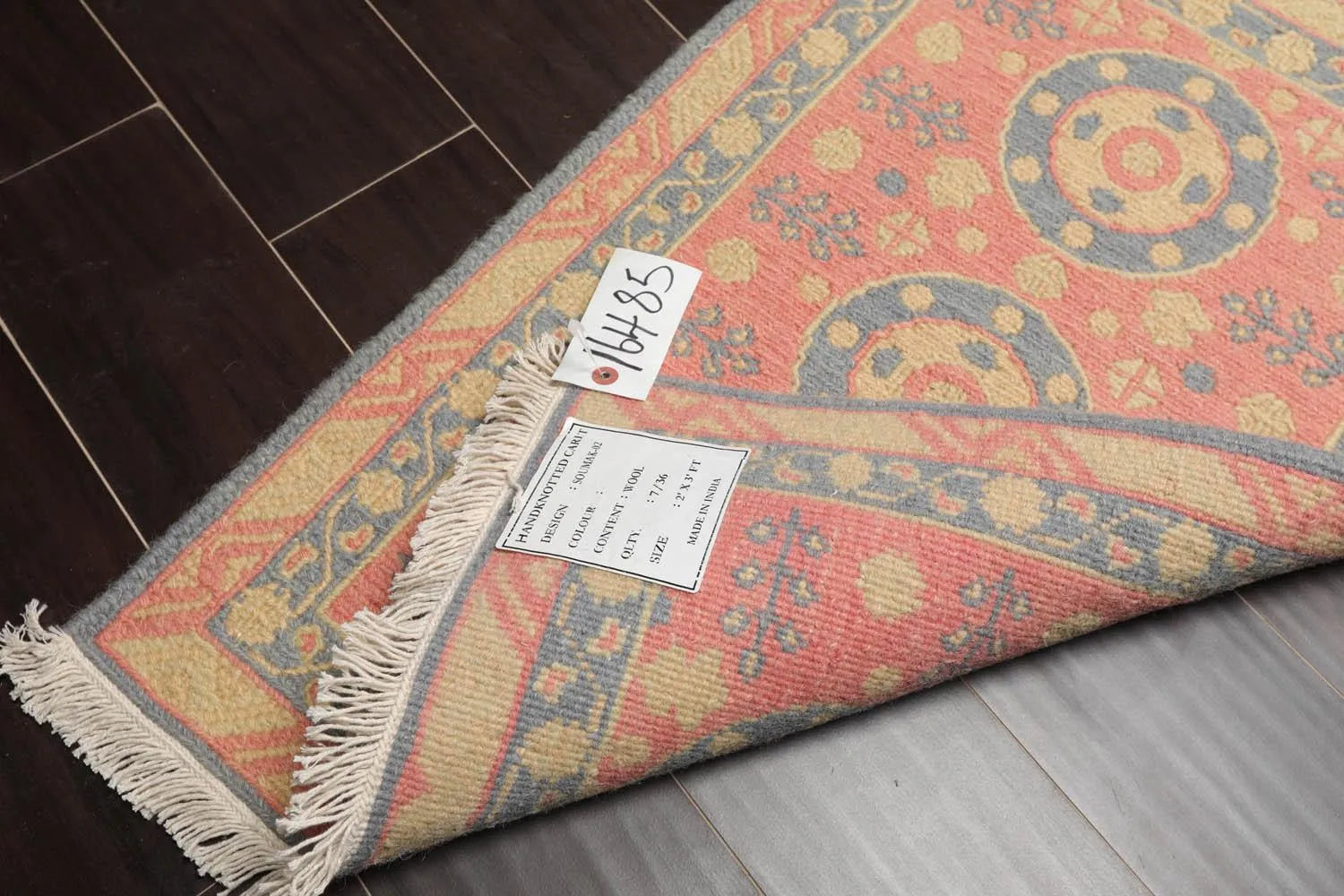 1'10''x2'7'' Hand Knotted 100% Wool Oriental Area Rug Rose-3