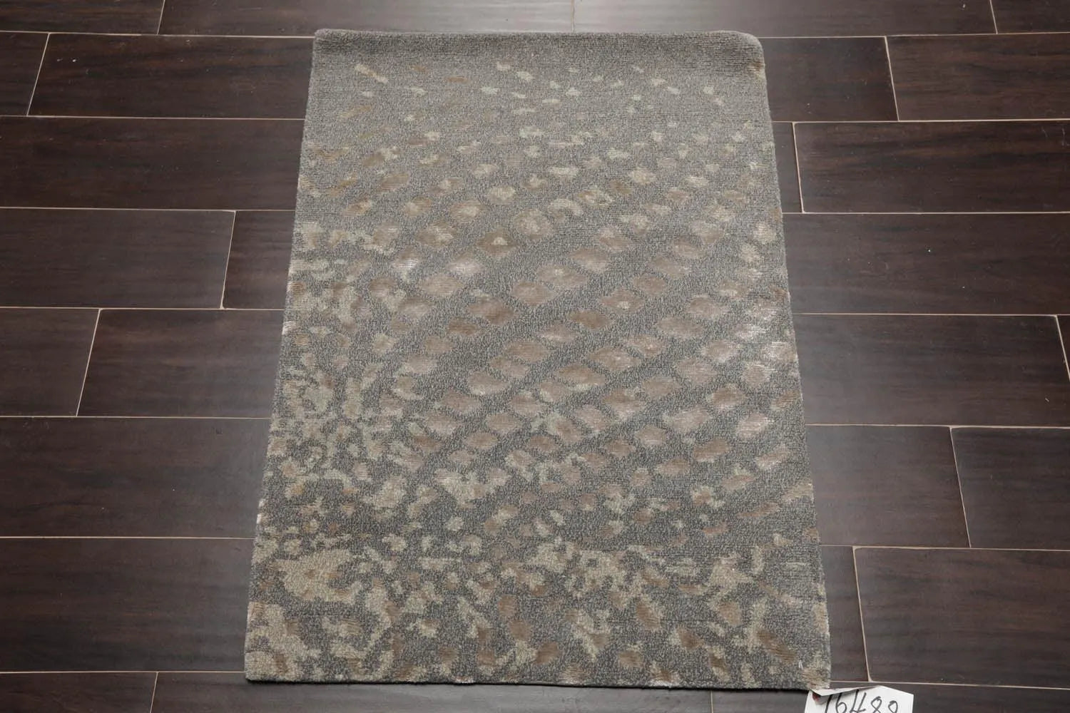 2' x 3' Hand Knotted Wool & Silk Modern Tibetan Oriental Area Rug Gray-1