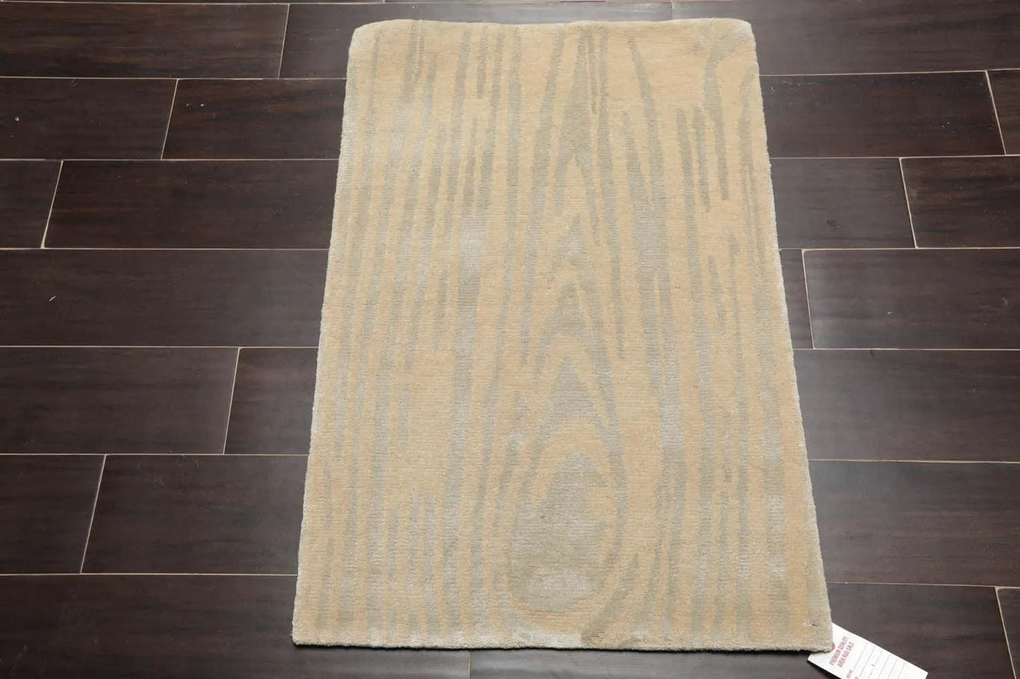 2' x 3' Hand Knotted Wool & Silk Modern Tibetan Oriental Area Rug Beige, Gray-1