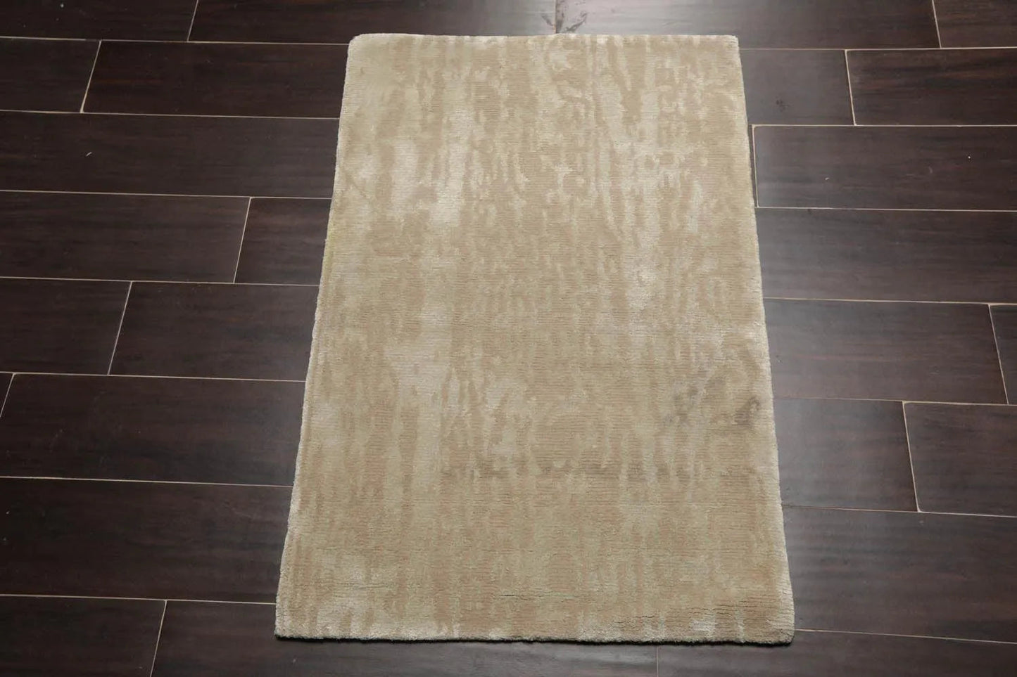 2' x 3' Hand Knotted Wool & Silk Modern Tibetan Oriental Area Rug Gray-1