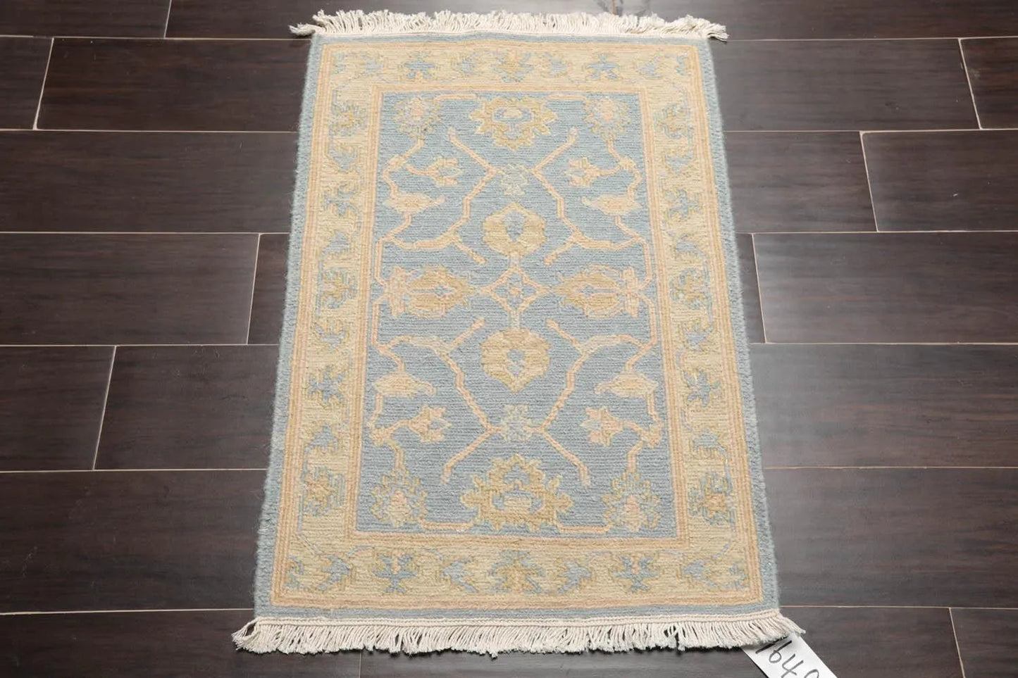 1'10''x2'7'' Hand Knotted 100% Wool Oriental Area Rug Aqua-1