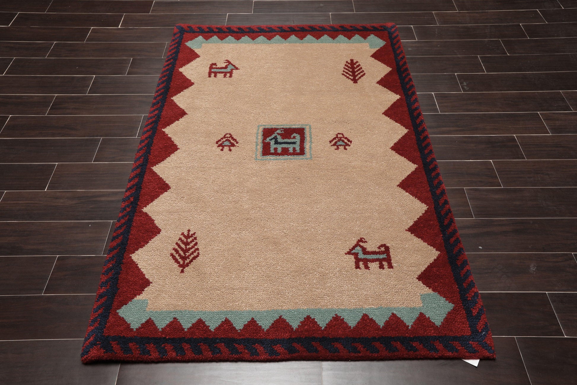 4'1" x 6'1" Hand Knotted Wool thick pile Gabbeh Area Rug Traditional Beige-1