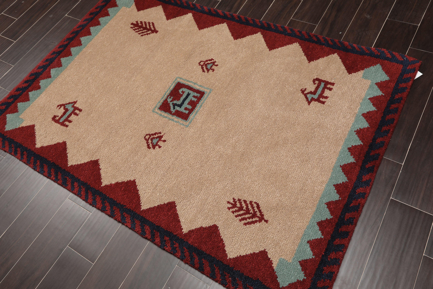 4'1" x 6'1" Hand Knotted Wool thick pile Gabbeh Area Rug Traditional Beige-2