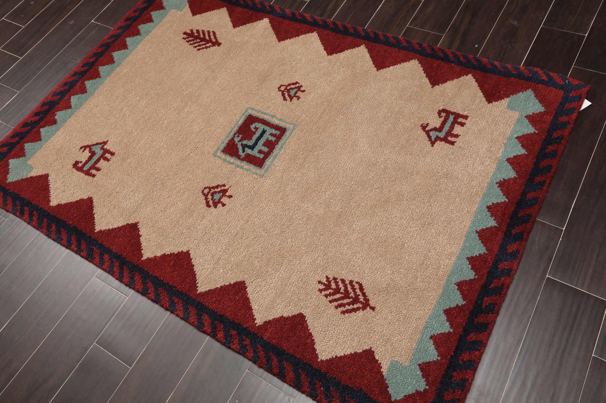 4'1" x 6'1" Hand Knotted Wool thick pile Gabbeh Area Rug Traditional Beige-2
