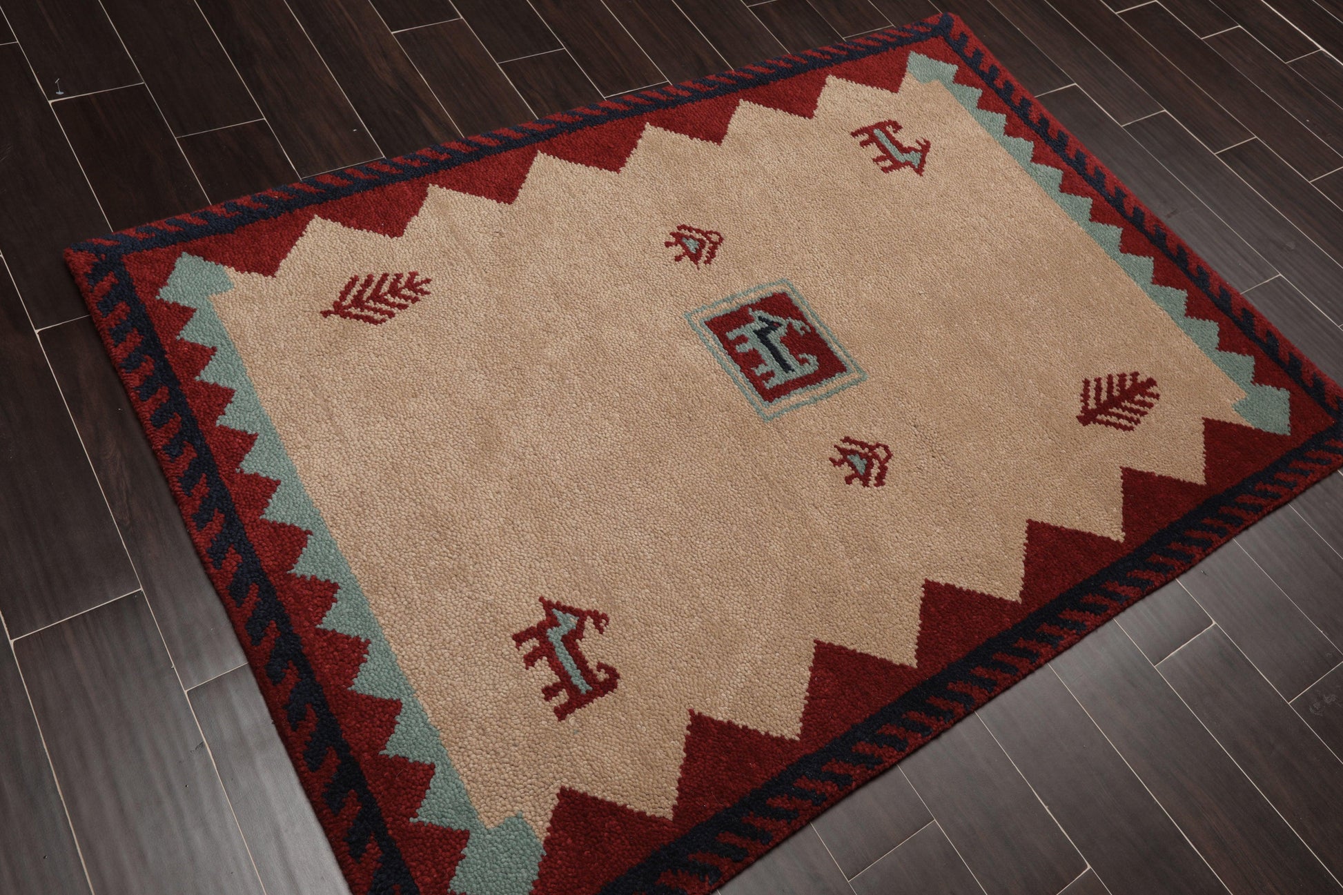 4'1" x 6'1" Hand Knotted Wool thick pile Gabbeh Area Rug Traditional Beige-3