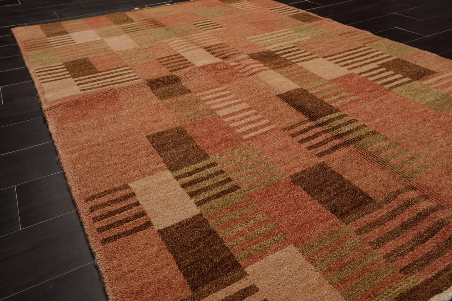 4x6 Rose, Beige Hand Knotted Tibetan 100% Wool Michaelian & Kohlberg Modern & Contemporary Oriental Area Rug-3
