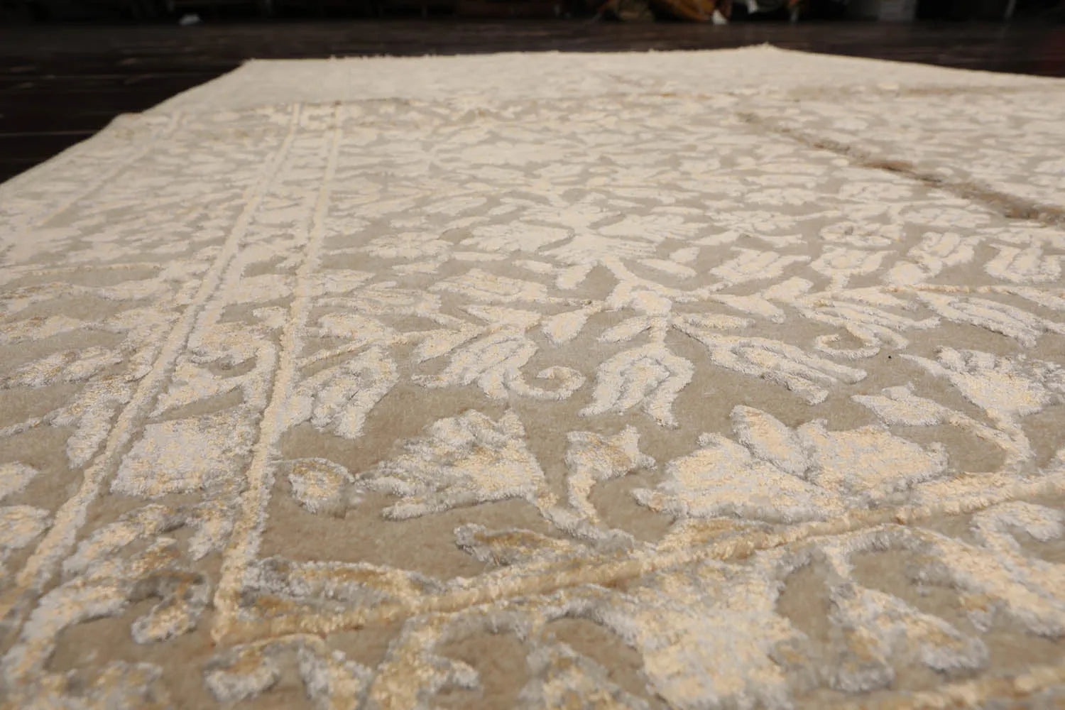 4x6 Ivory, Gray Hand Knotted Tibetan 100% Wool Tibetan Modern & Contemporary Oriental Area Rug-3