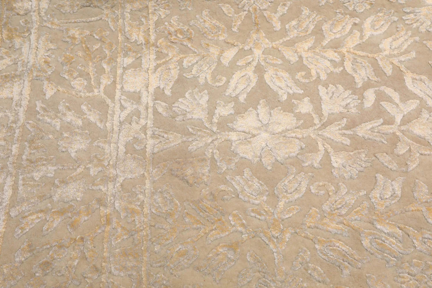 4x6 Ivory, Gray Hand Knotted Tibetan 100% Wool Tibetan Modern & Contemporary Oriental Area Rug-4