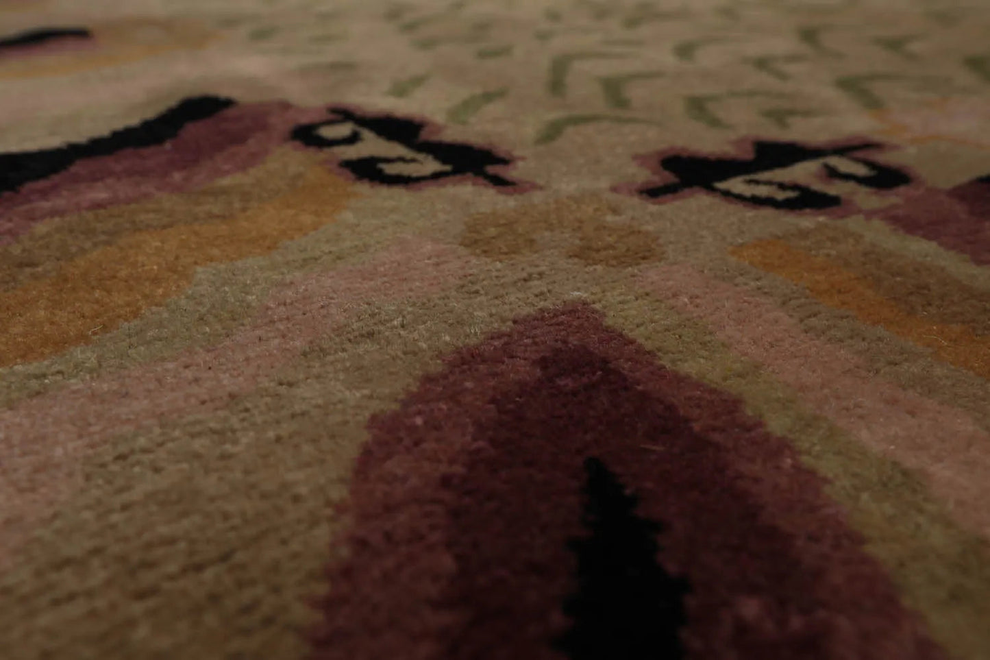 3'11 x 7' Beige, Sage Hand Knotted Tibetan 100% Wool Michaelian & Kohlberg Modern & Contemporary Oriental Area Rug-4