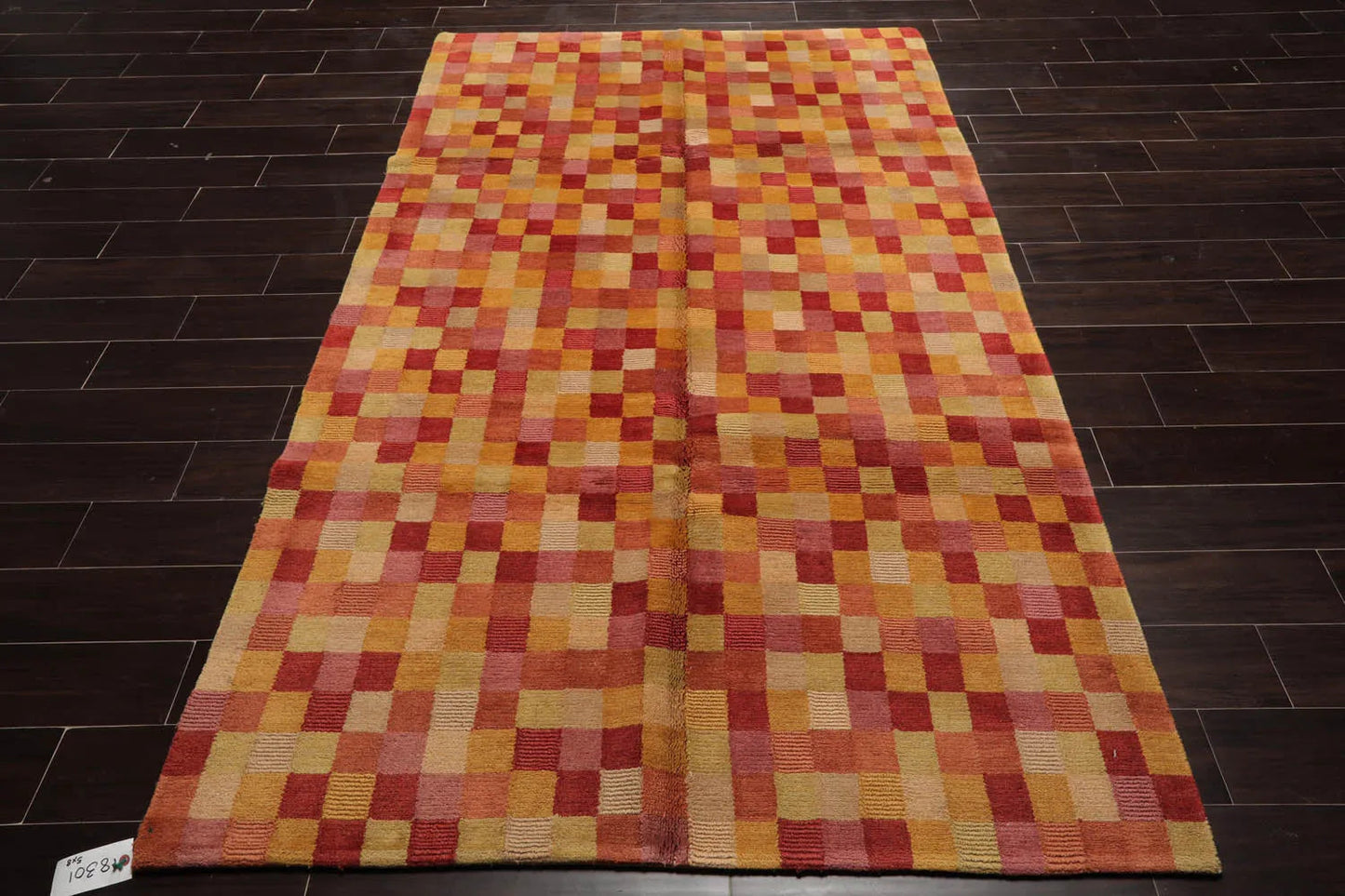 5x7 Raspberry, Gold Hand Knotted Tibetan 100% Wool Michaelian & Kohlberg Modern & Contemporary Oriental Area Rug-2