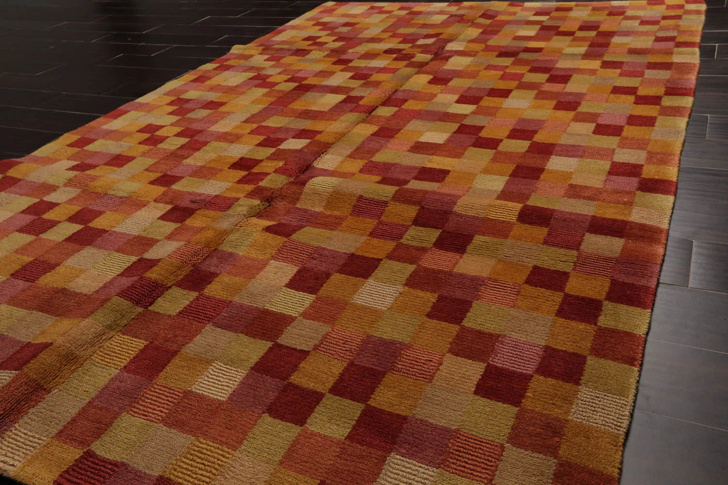 5x7 Raspberry, Gold Hand Knotted Tibetan 100% Wool Michaelian & Kohlberg Modern & Contemporary Oriental Area Rug-4