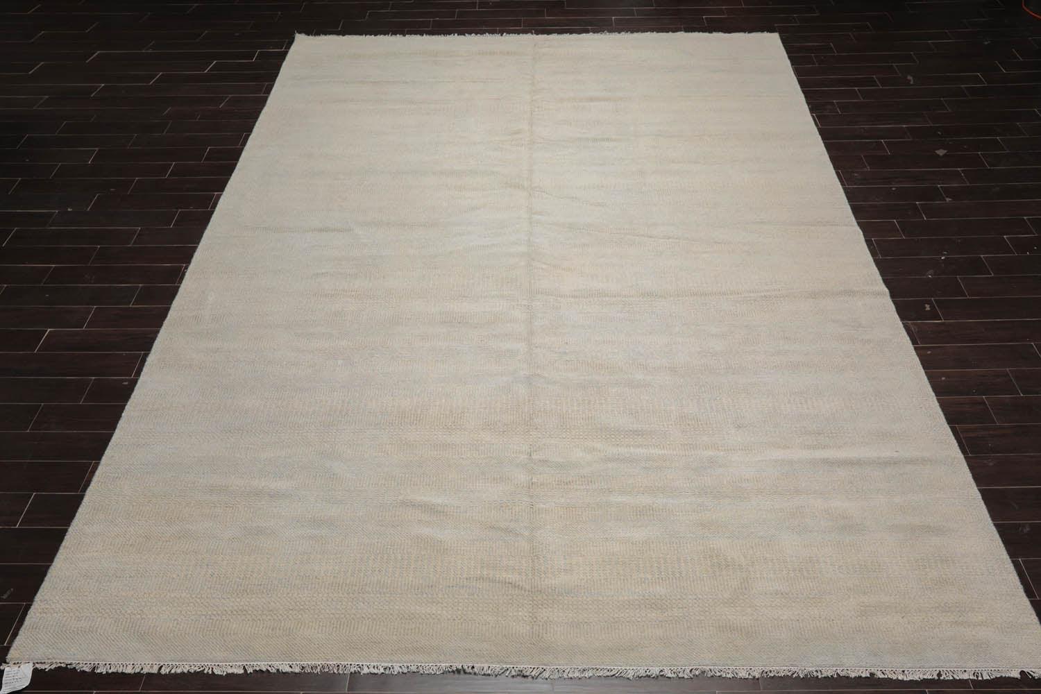 10'2''x14'04" Hand Knotted Wool & Bamboo Silk Tibetan Oriental Area Rug Beige-1