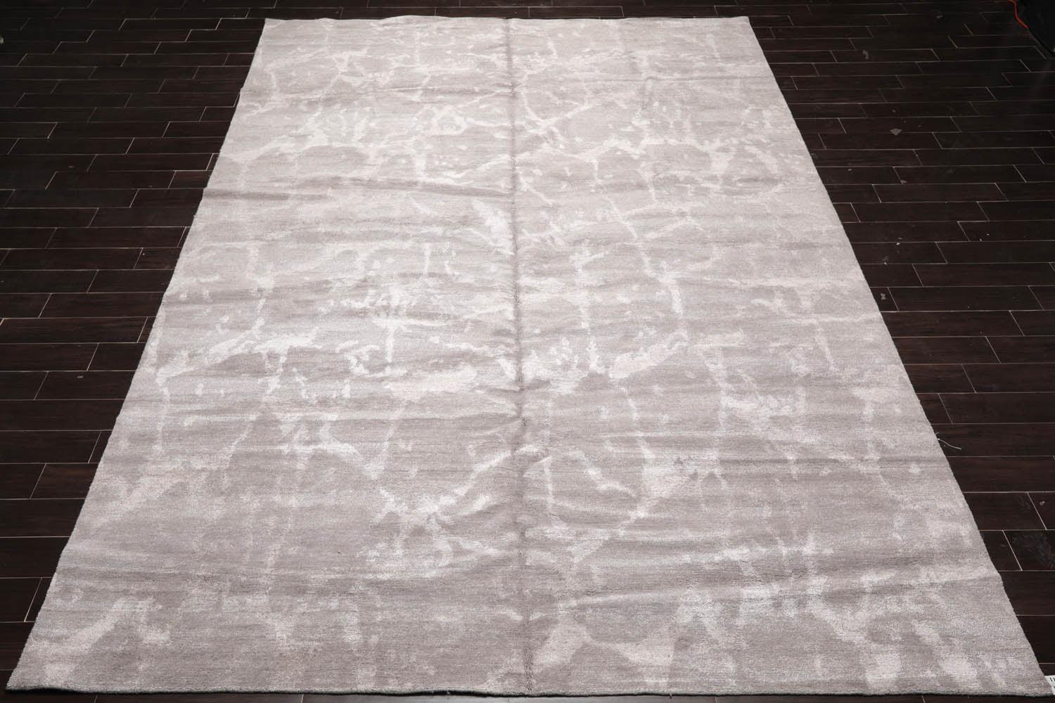 9’11" x 13’8" Hand Knotted Wool & Silk Modern Tibetan Oriental Area Rug Taupe-2