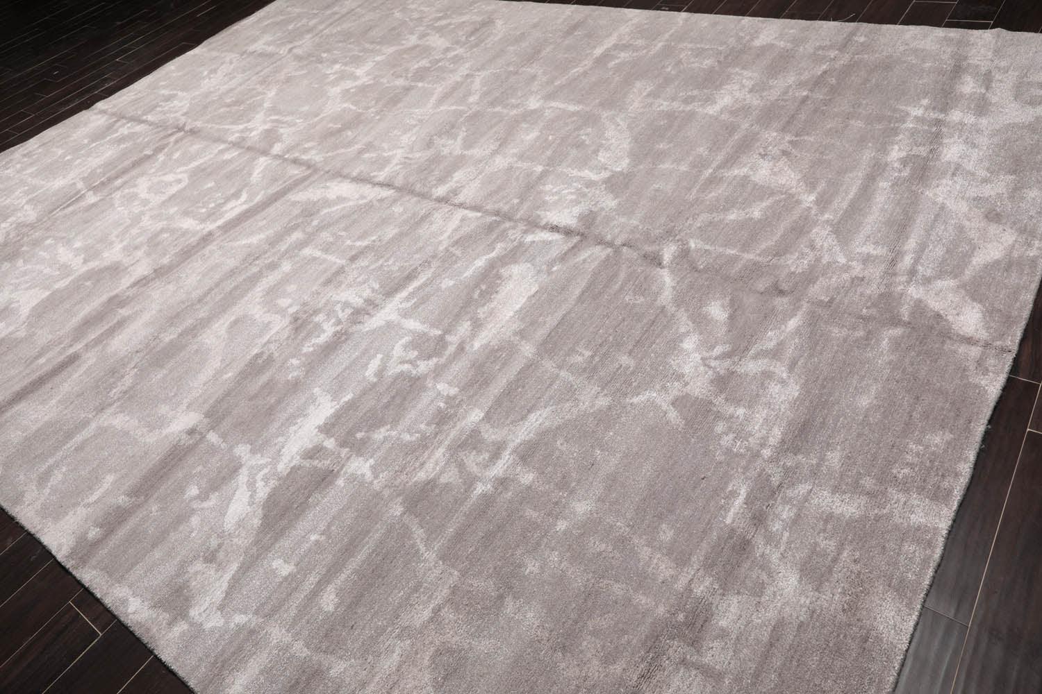 9’11" x 13’8" Hand Knotted Wool & Silk Modern Tibetan Oriental Area Rug Taupe-3