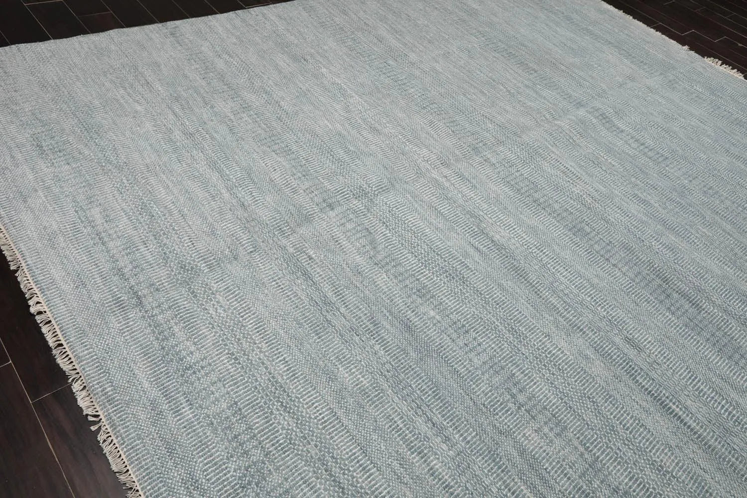 9’x12 Hand Knotted Wool & Bamboo Silk Tibetan Oriental Area Rug Slate-4