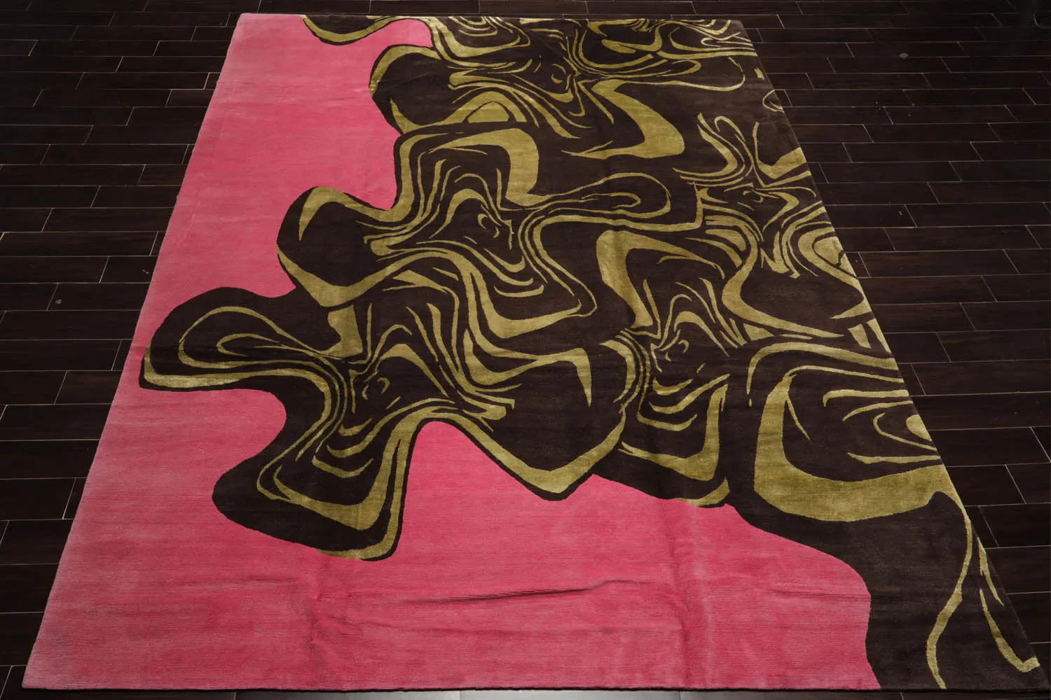 9x12 Pink, Brown Mark Philips Hand Knotted Tibetan 100% Wool Modern  Block Oriental Area Rug-2