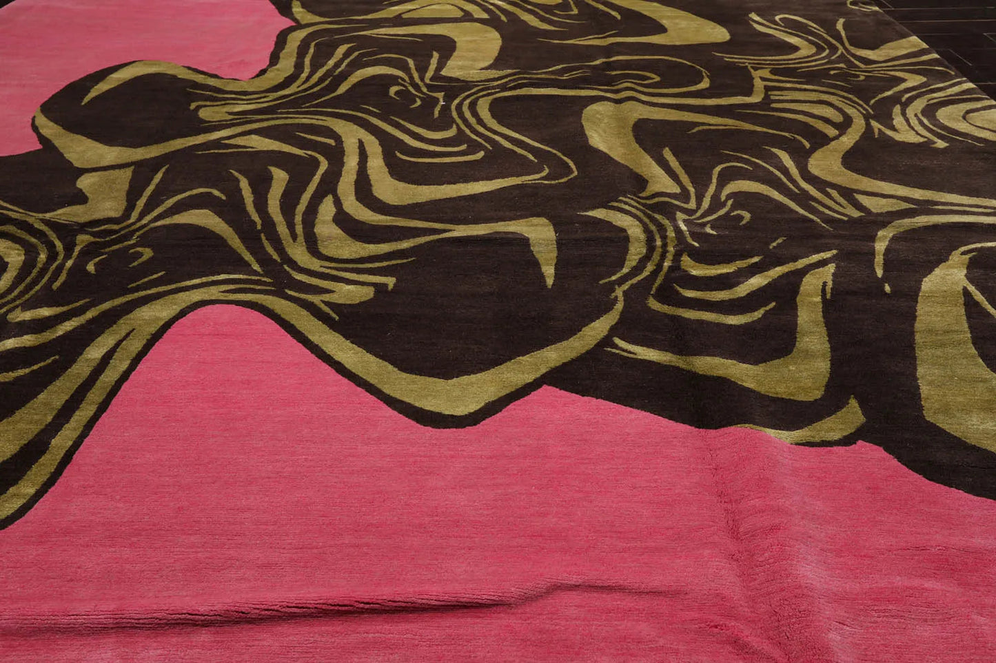 9x12 Pink, Brown Mark Philips Hand Knotted Tibetan 100% Wool Modern  Block Oriental Area Rug-3