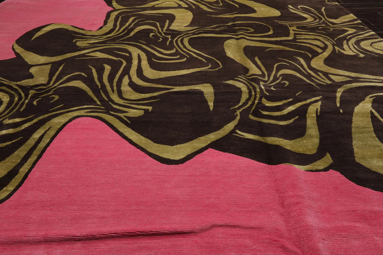 9x12 Pink, Brown Mark Philips Hand Knotted Tibetan 100% Wool Modern  Block Oriental Area Rug-3
