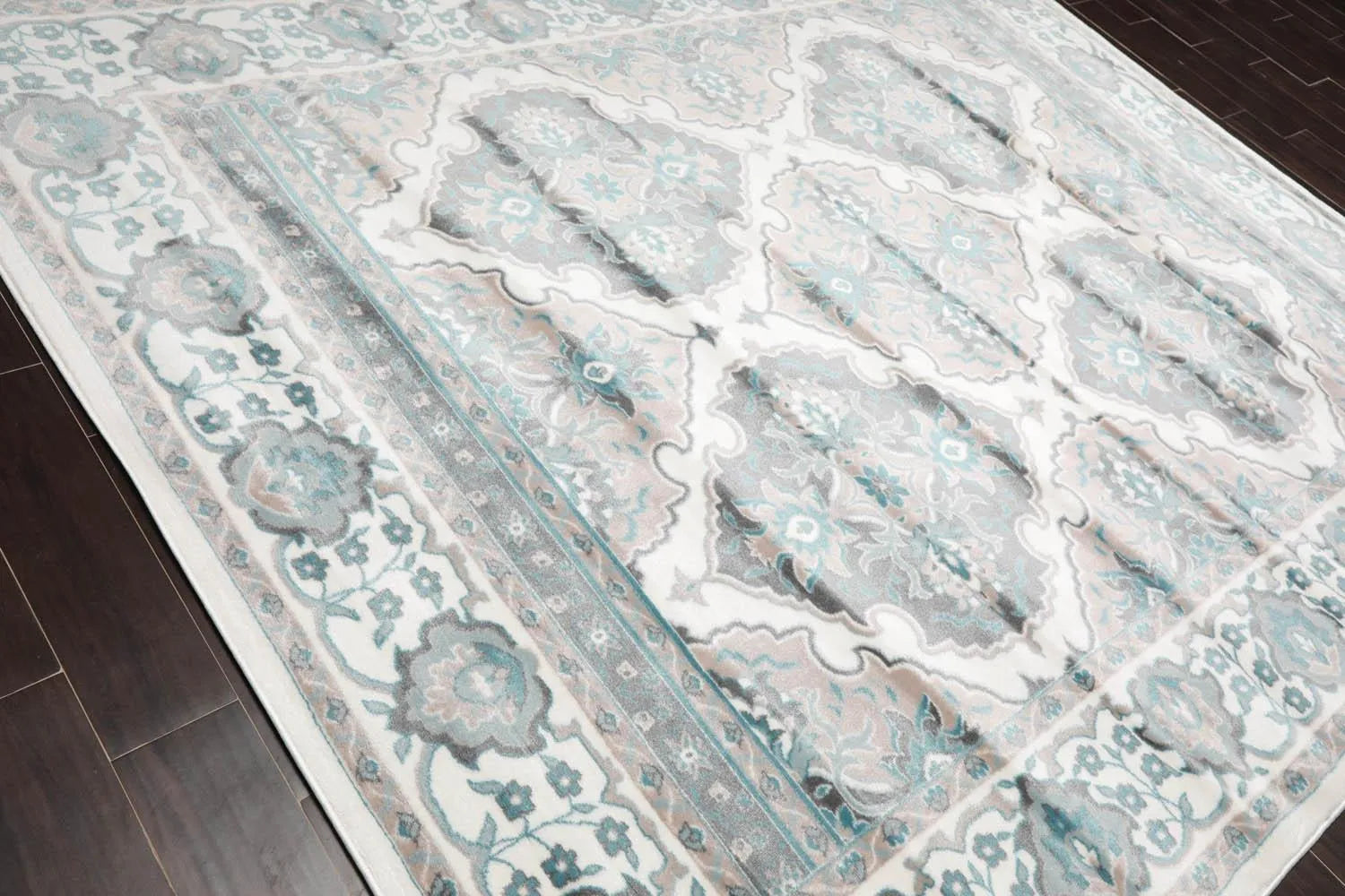 7'11” x 9'11” Modern 100% Polypropylene Oriental Area Rug Cream, Taupe, Red-2