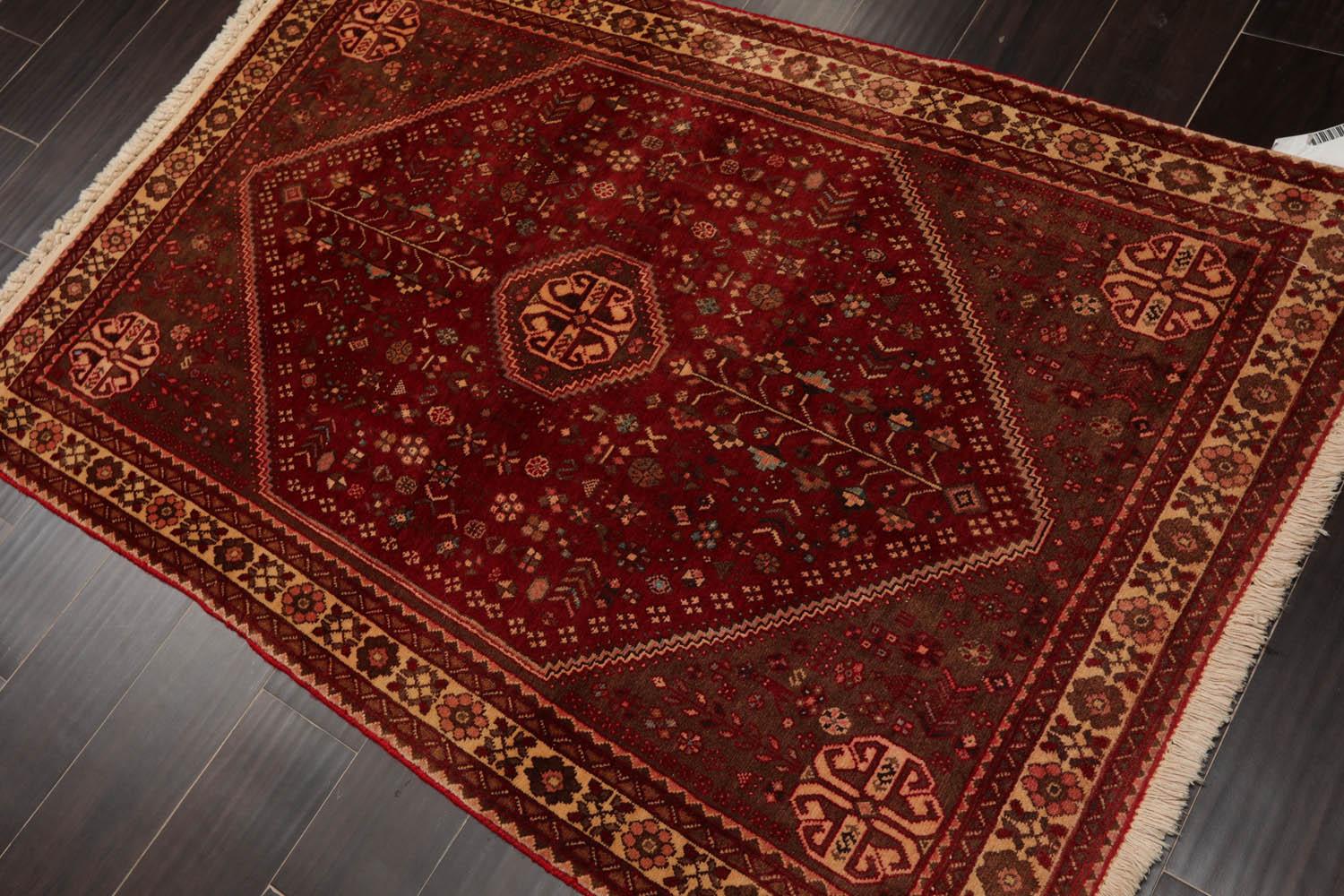 3’4” x 5’1" Hand Knotted Wool Vintage Abadehh 200 KPSI Oriental Area Rug Ruby-1