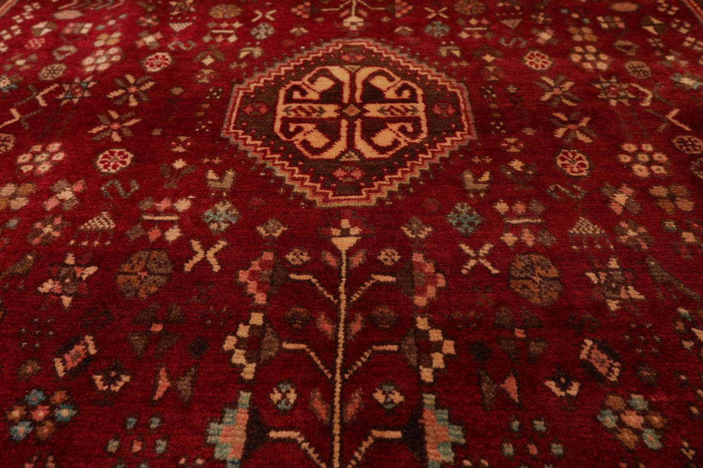 3’4” x 5’1" Hand Knotted Wool Vintage Abadehh 200 KPSI Oriental Area Rug Ruby-4