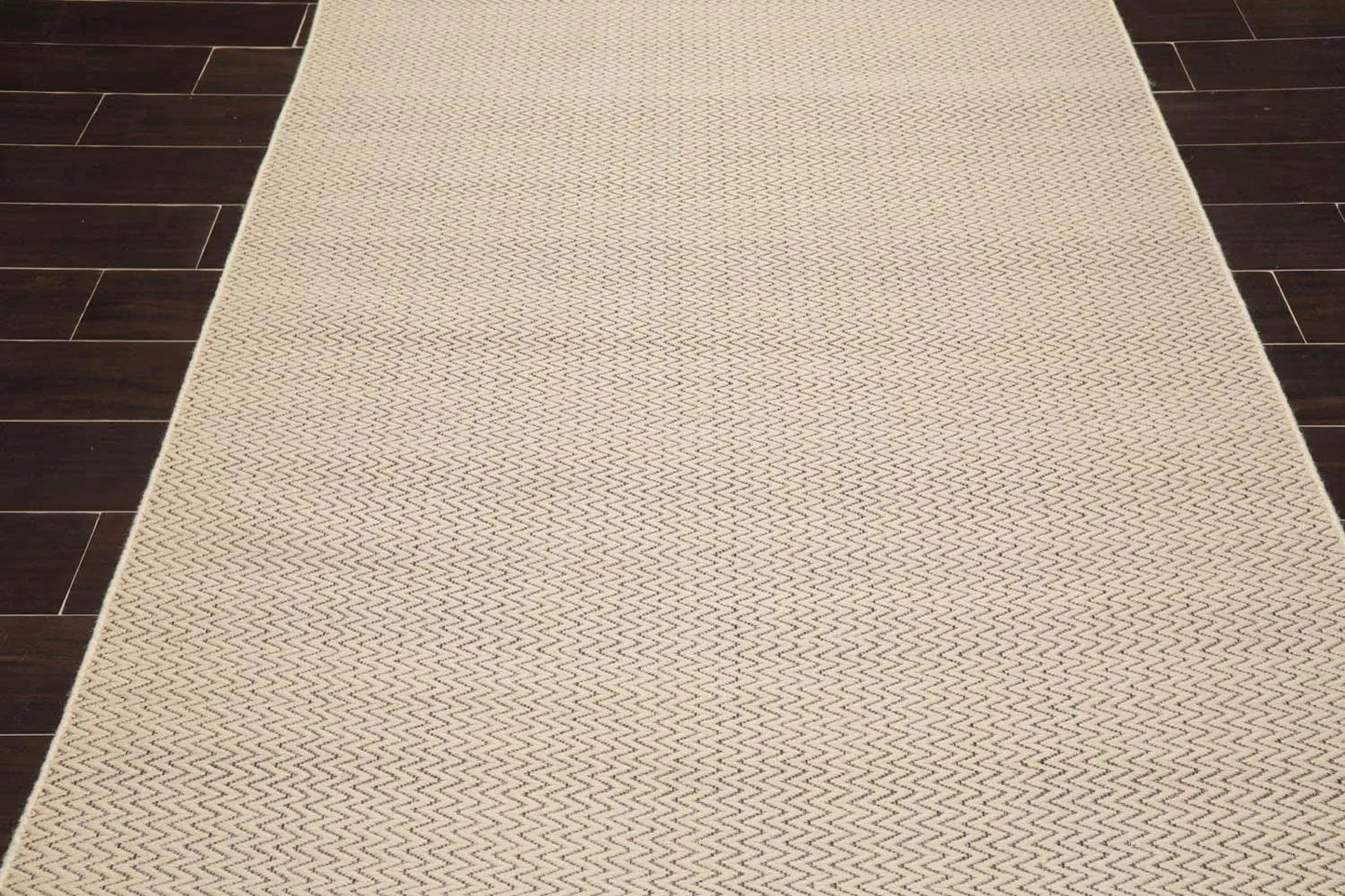 Multi Size Beige Hand Tufted Dhurry Herringbone Pattern 100% Wool Traditional Oriental Area Rug-0
