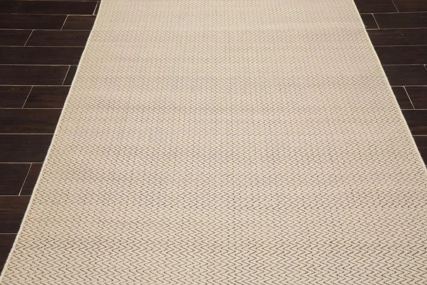 Multi Size Beige Hand Tufted Dhurry Herringbone Pattern 100% Wool Traditional Oriental Area Rug-0