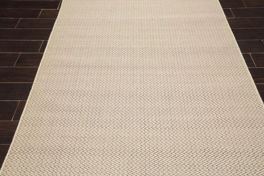Multi Size Beige Hand Tufted Dhurry Herringbone Pattern 100% Wool Traditional Oriental Area Rug-0