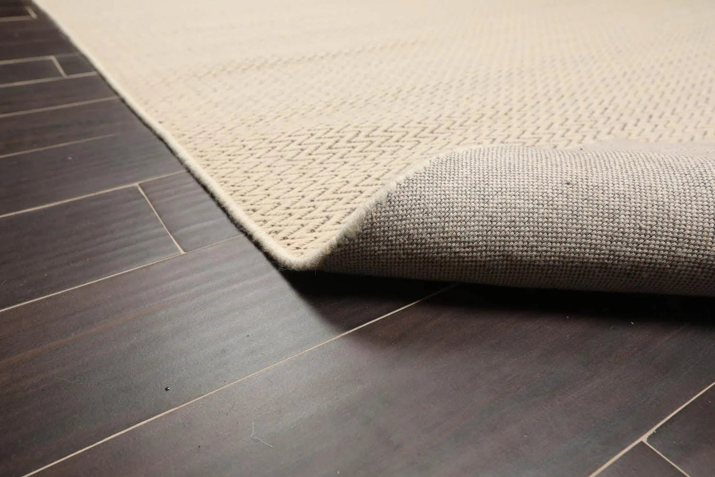 Multi Size Beige Hand Tufted Dhurry Herringbone Pattern 100% Wool Traditional Oriental Area Rug-4