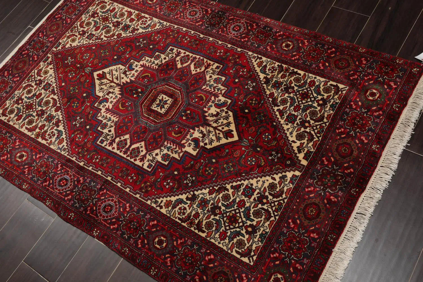 3’5” x 5’ Vintage Hand Knotted 100% Wool Bidjaar 250 KPSI Oriental Area Rug Red-1