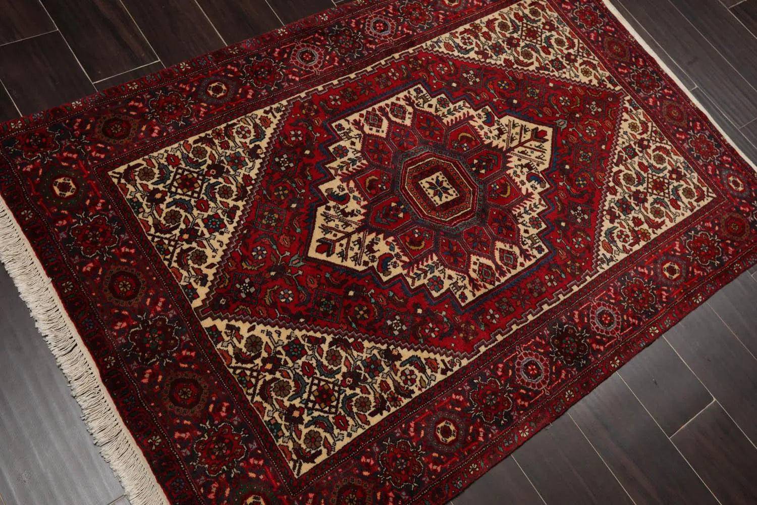 3’5” x 5’ Vintage Hand Knotted 100% Wool Bidjaar 250 KPSI Oriental Area Rug Red-2