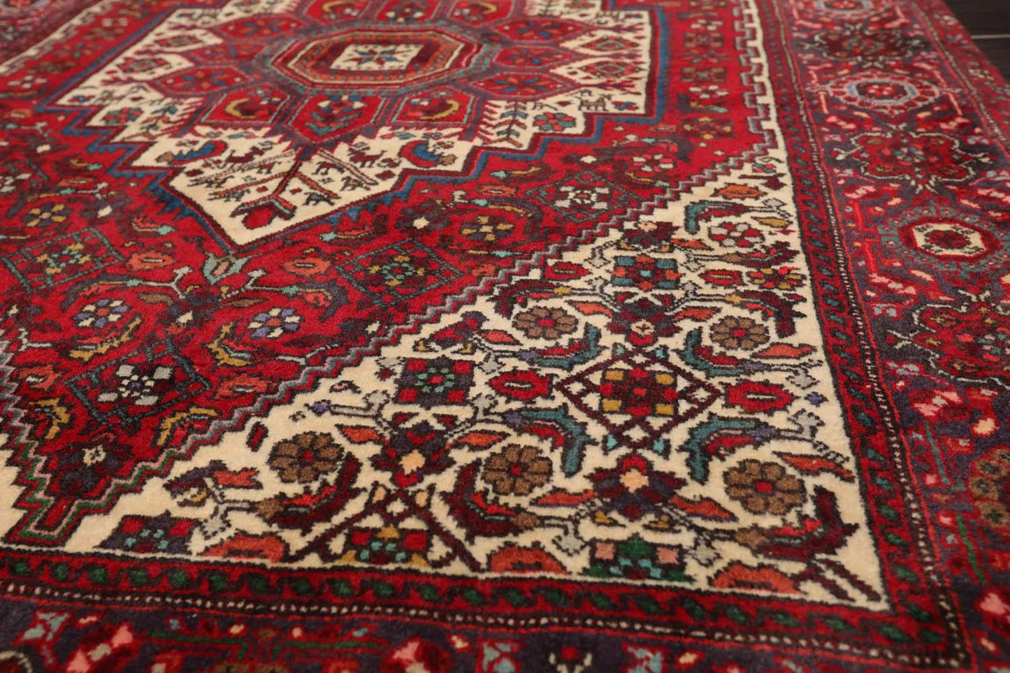 3’5” x 5’ Vintage Hand Knotted 100% Wool Bidjaar 250 KPSI Oriental Area Rug Red-4