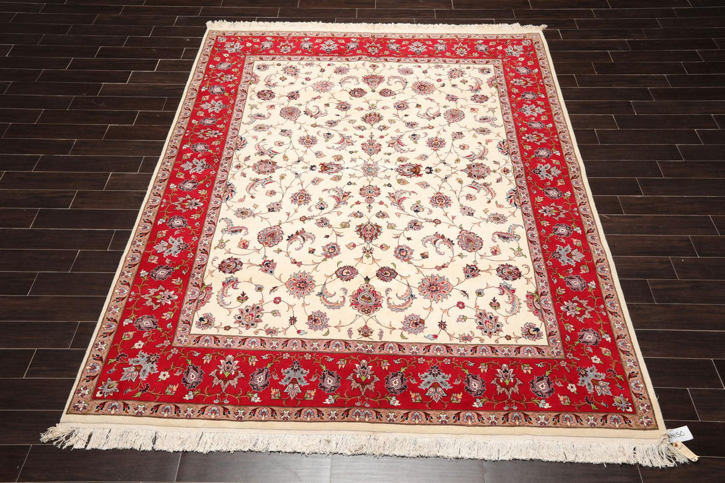 8'2''x 10'4" Hand Knotted 100% Wool 16/18 Pakpersian 300 KPSI Area Rug Ivory Red-1