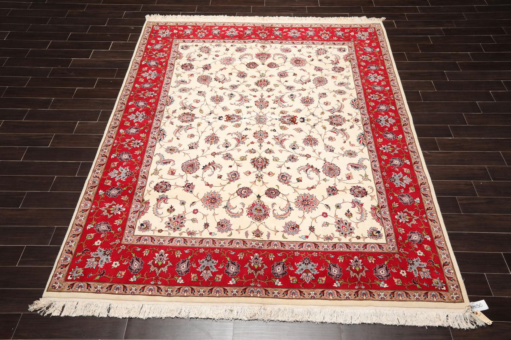 8'2''x 10'4" Hand Knotted 100% Wool 16/18 Pakpersian 300 KPSI Area Rug Ivory Red-1