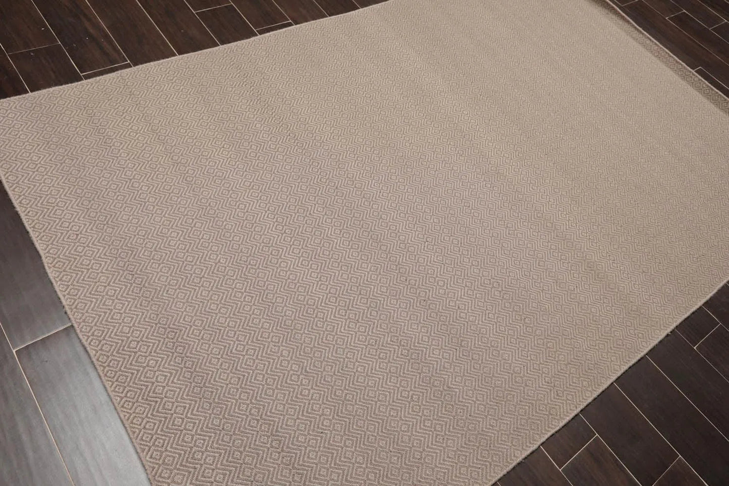 Multi Size Taupe Hand Woven Flatweave 100% Wool Traditional Oriental Area Rug-2