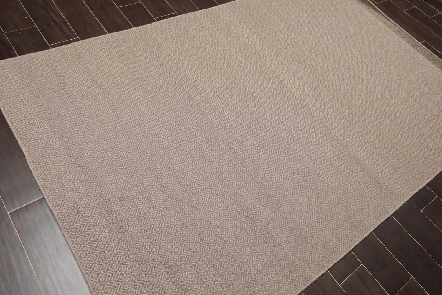 Multi Size Taupe Hand Woven Flatweave 100% Wool Traditional Oriental Area Rug-2
