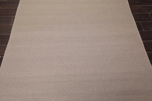 Multi Size Taupe Hand Woven Flatweave 100% Wool Traditional Oriental Area Rug-0