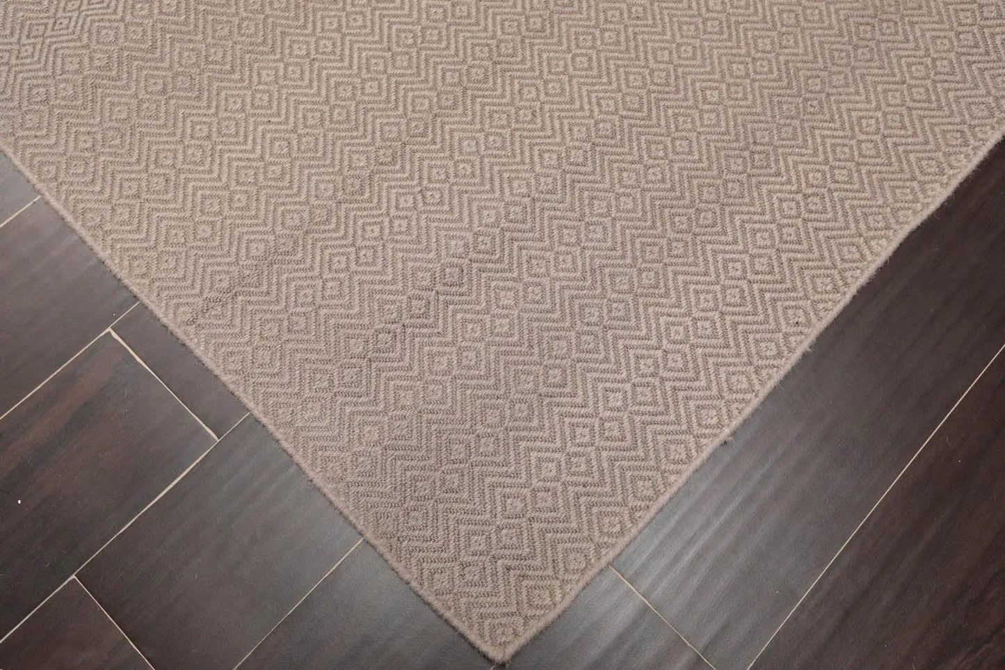 Multi Size Taupe Hand Woven Flatweave 100% Wool Traditional Oriental Area Rug-3