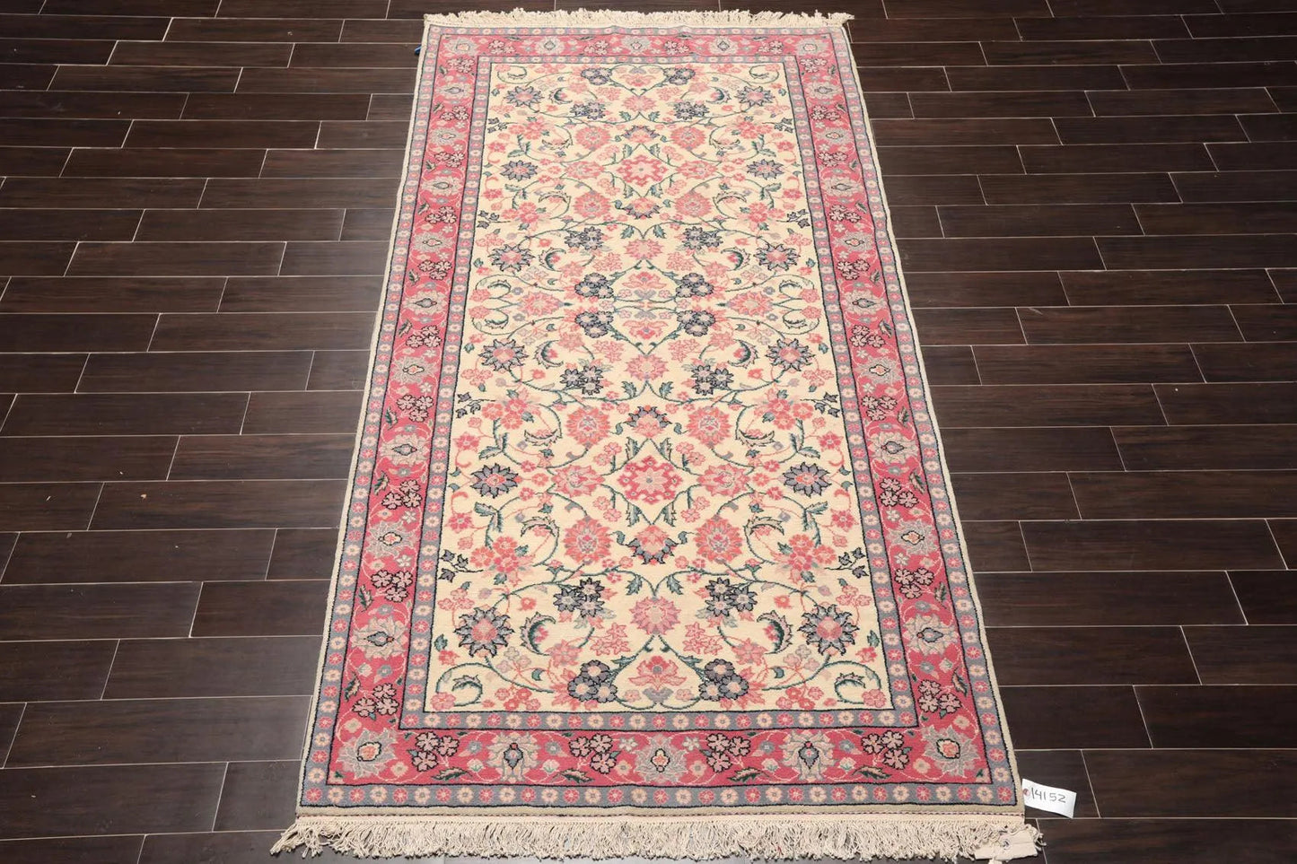 4'11'' x 9'5'' Runner Hand Knotted Wool Rare Romanian Kashaan Area Rug Ivory-2