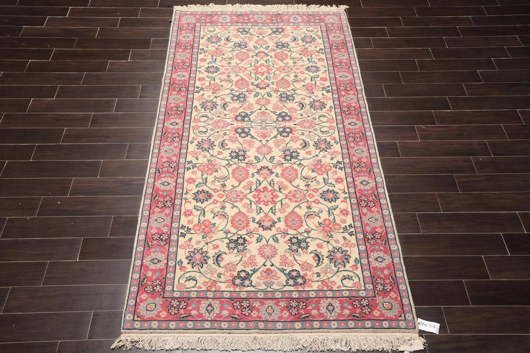 4'11'' x 9'5'' Runner Hand Knotted Wool Rare Romanian Kashaan Area Rug Ivory-2