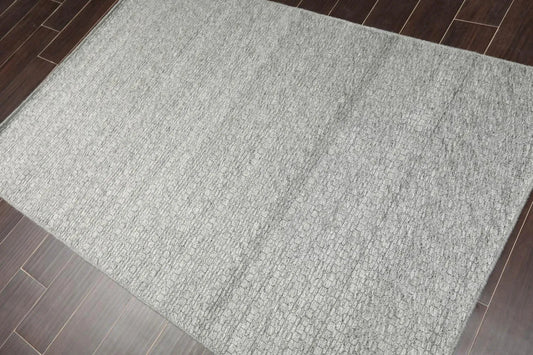 Multi Size Silver Gray Hand Woven Flatweave 100% Wool Traditional Oriental Area Rug-0