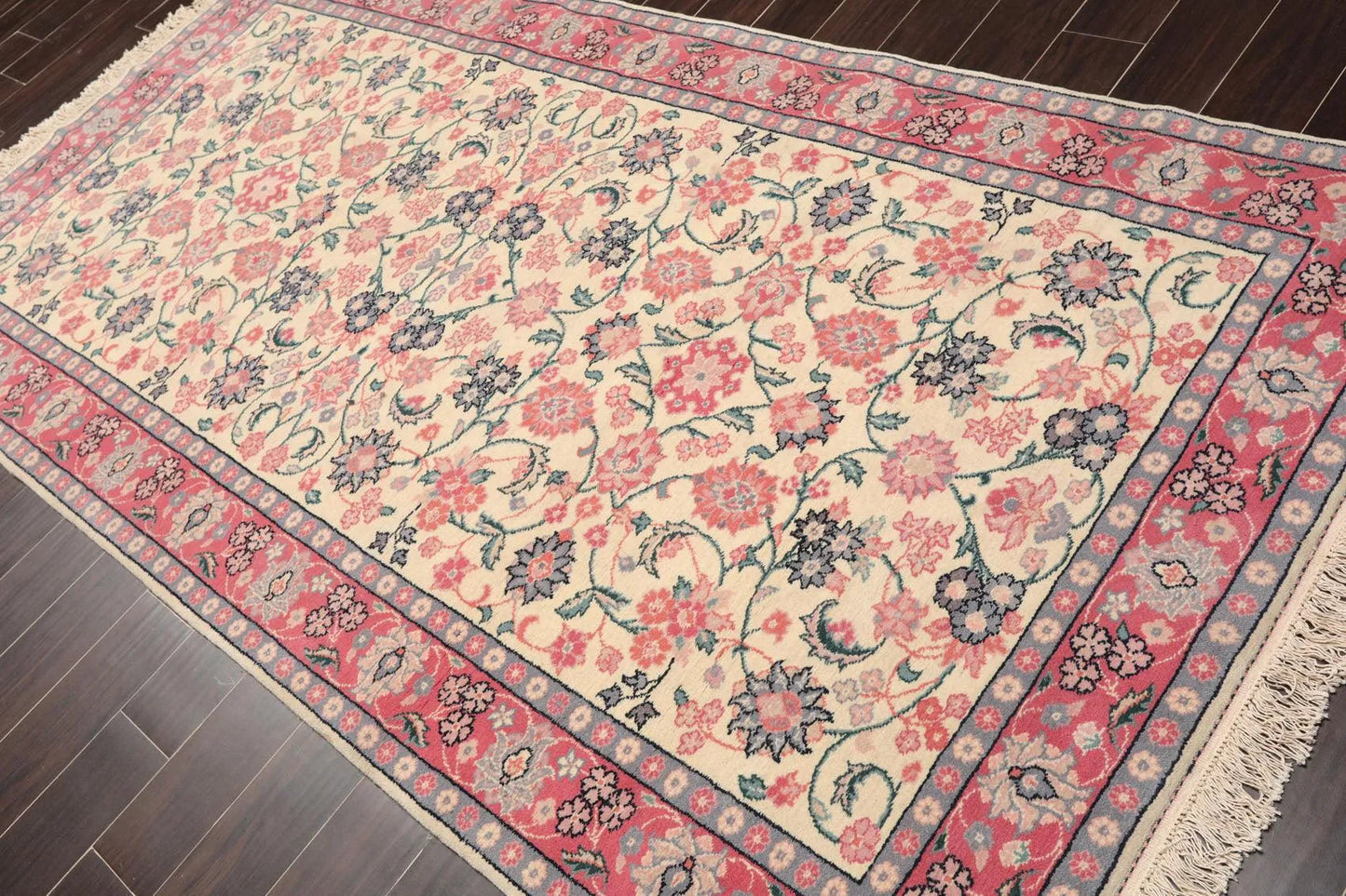 4'11'' x 9'5'' Runner Hand Knotted Wool Rare Romanian Kashaan Area Rug Ivory-3