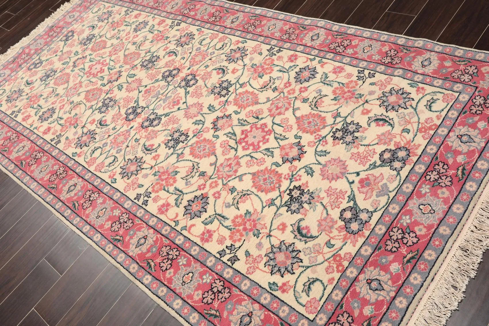 4'11'' x 9'5'' Runner Hand Knotted Wool Rare Romanian Kashaan Area Rug Ivory-3