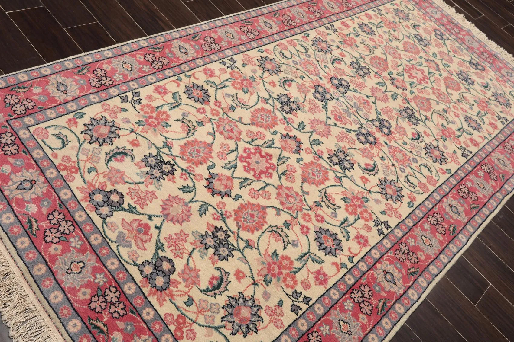 4'11'' x 9'5'' Runner Hand Knotted Wool Rare Romanian Kashaan Area Rug Ivory-4