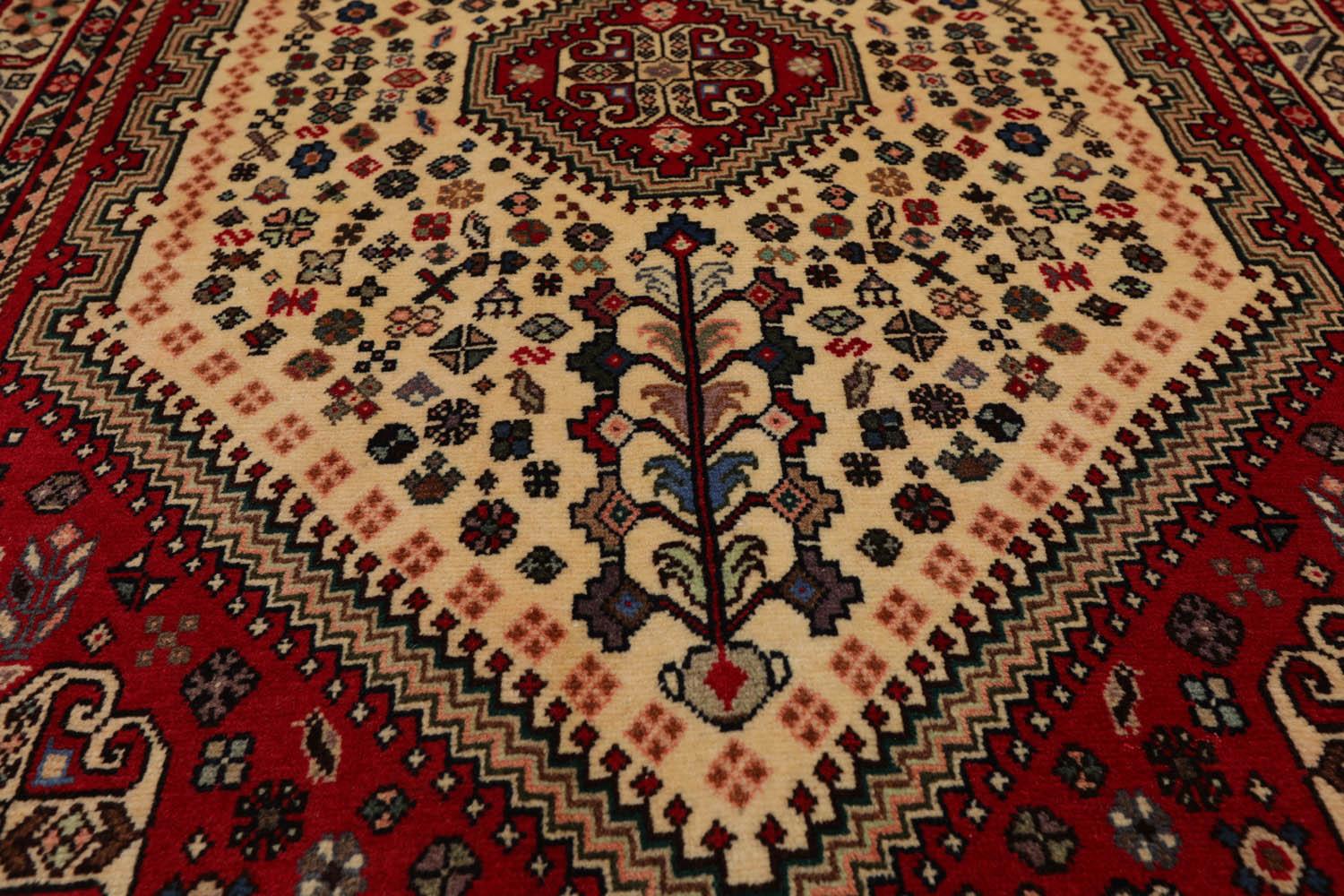 3’5” x 5’1" Vintage Hand Knotted Wool Abadehh 200 KPSI Oriental Area Rug Ivory-3