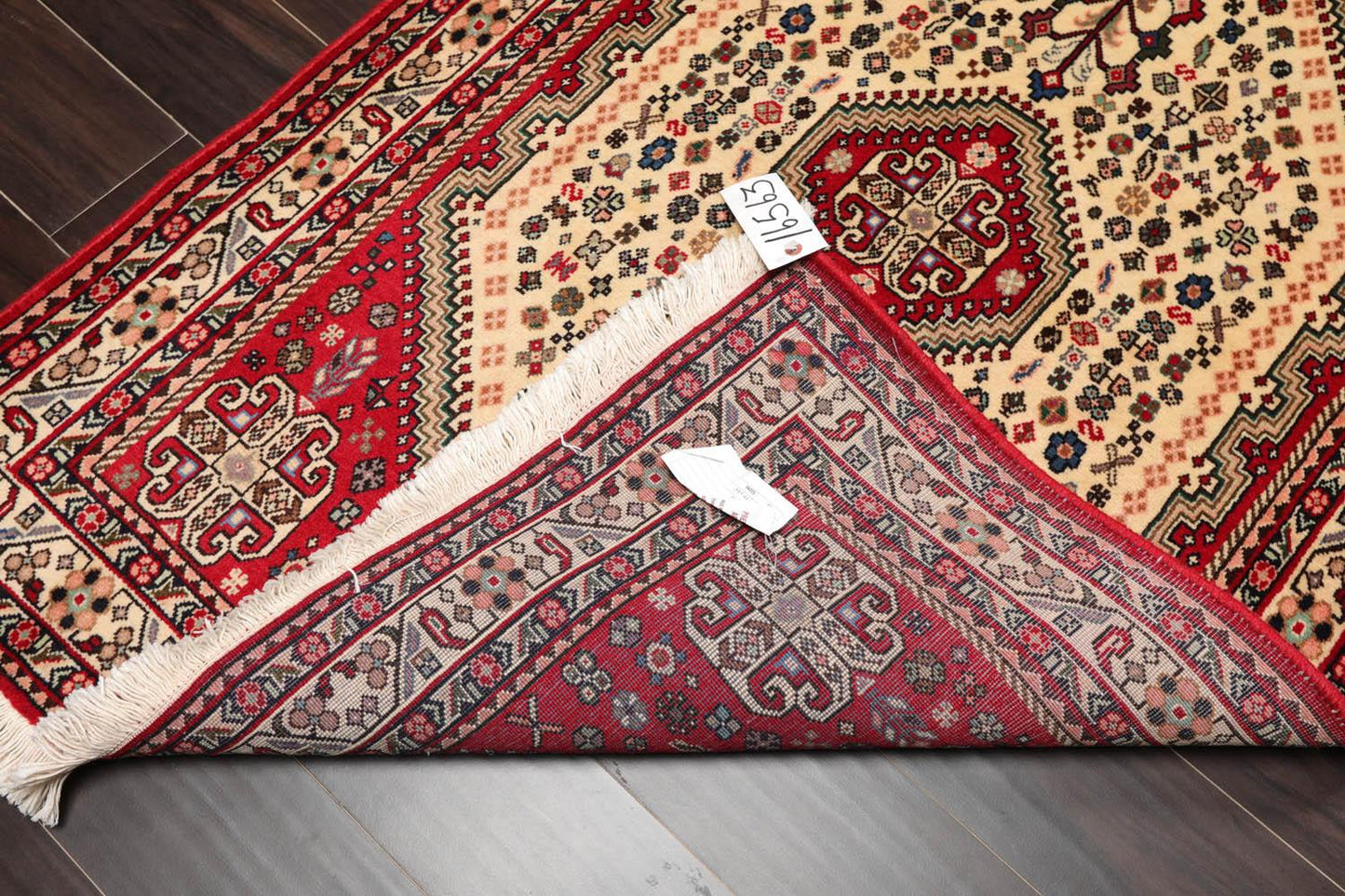 3’5” x 5’1" Vintage Hand Knotted Wool Abadehh 200 KPSI Oriental Area Rug Ivory-4