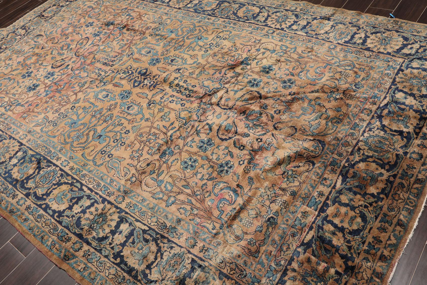 6'10" x 10'8" Antique Hand Knotted Wool Kashaan 300 KPSI Oriental Area Rug Brown-4