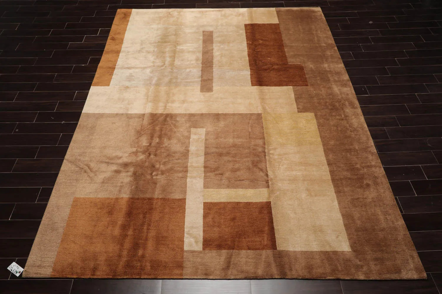 9x12 Beige Hand Knotted Tibetan Wool and Silk Michaelian & Kohlberg Modern & Contemporary Oriental Area Rug-2