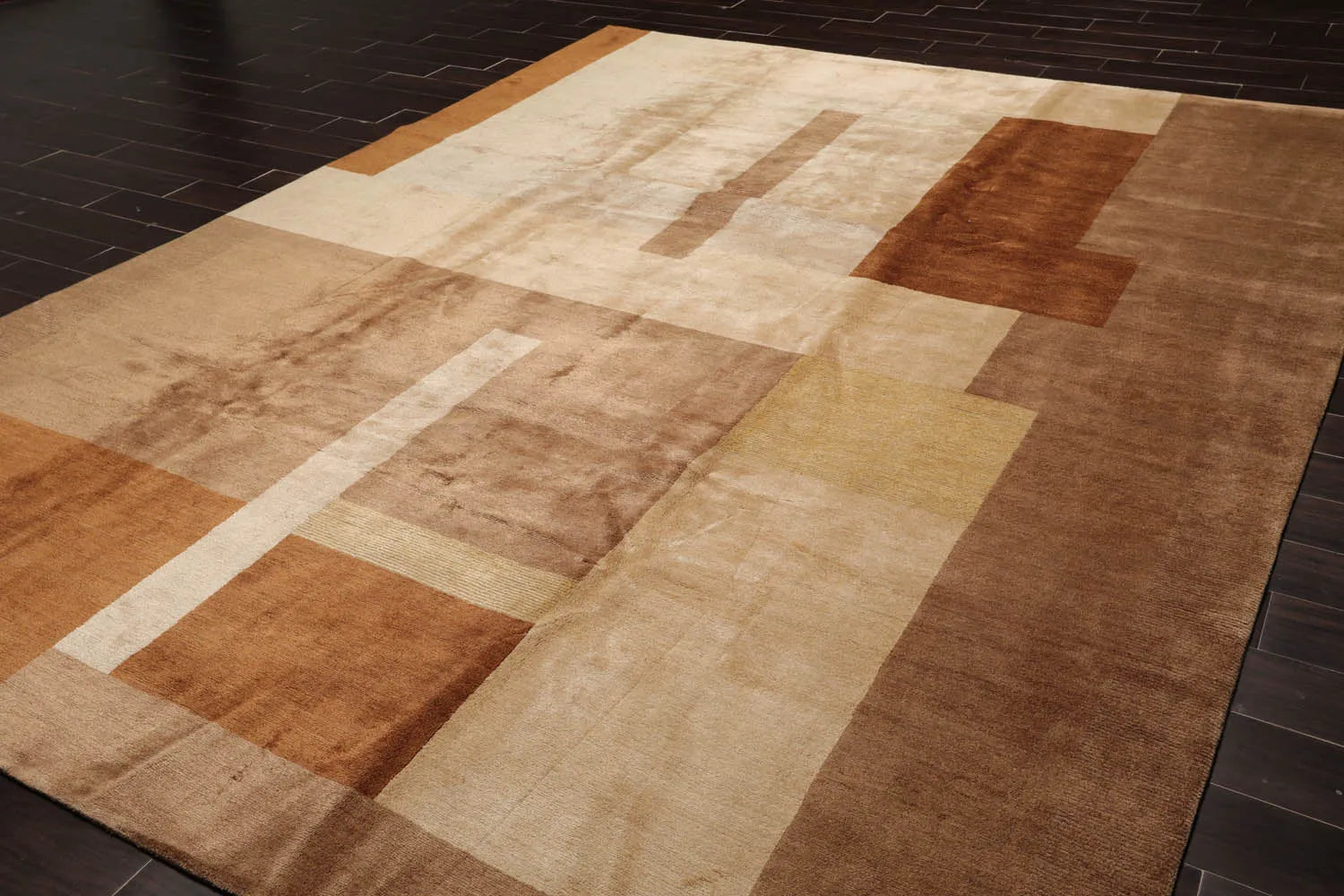 9x12 Beige Hand Knotted Tibetan Wool and Silk Michaelian & Kohlberg Modern & Contemporary Oriental Area Rug-3