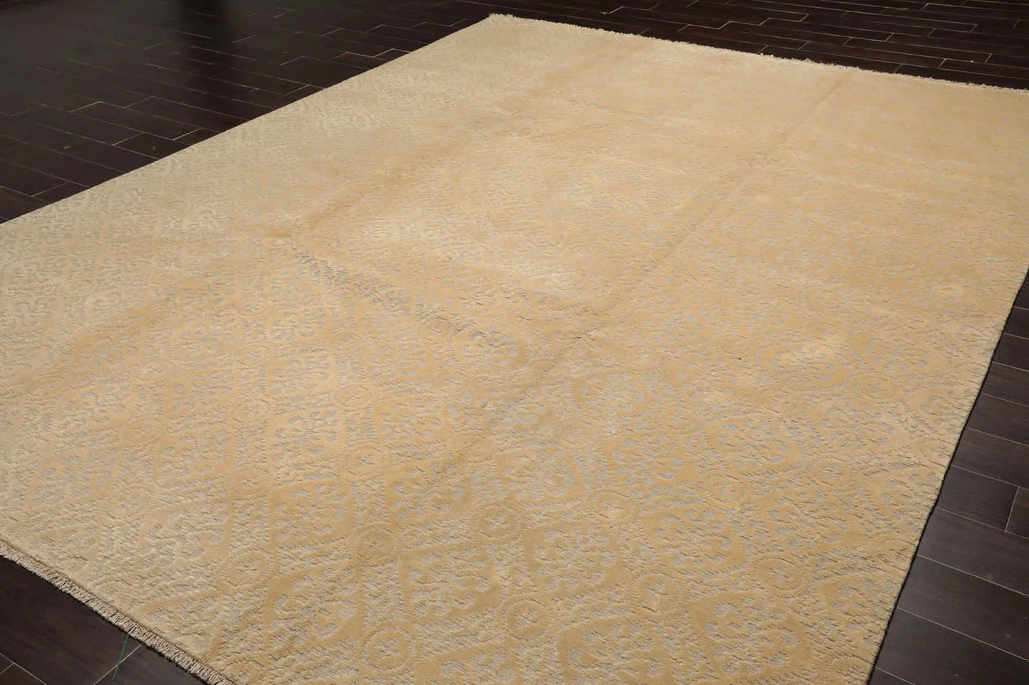 9x12 Gray Hand Knotted Tibetan Wool and Silk Modern & Contemporary Oriental Area Rug-3
